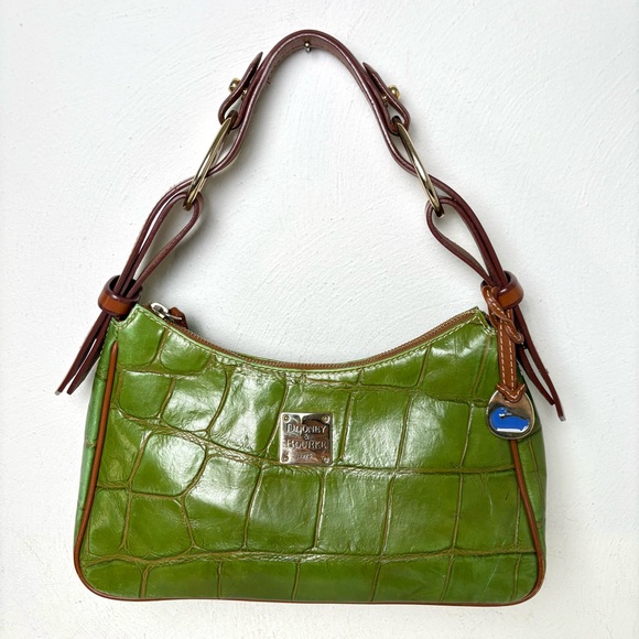 Dooney & Bourke Handbags - DOONEY & BOURKE Green Croco Croc Embossed Leather Shoulder Bag Y2K